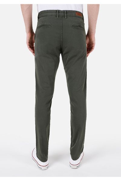 Colin's Slim Fit Mid Waist Straight Leg Men's Green Trousers Cl 1049749
