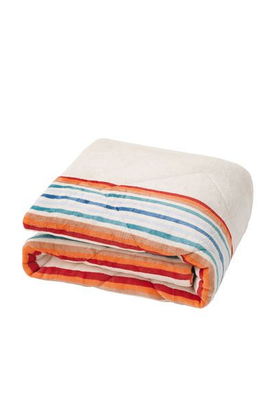Mezoe Stripe Pattern Soft and Luxurious Quilted Velvet Throw