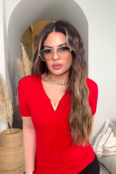 Sohotique By P Κόκκινη πλεκτή μπλούζα με κοντό μανίκι