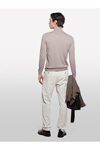 Sisley Men's Camel Hair Cotton Blended Stand Collar Sweater