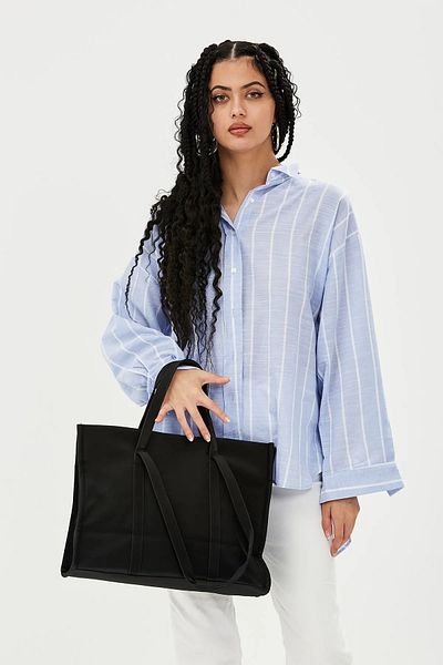 Madame - Geantă de umăr pentru femei Amelia, din material textil parașută, neagră