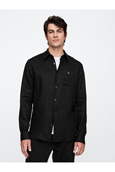 GAP Erkek Siyah %100 Keten Gömlek