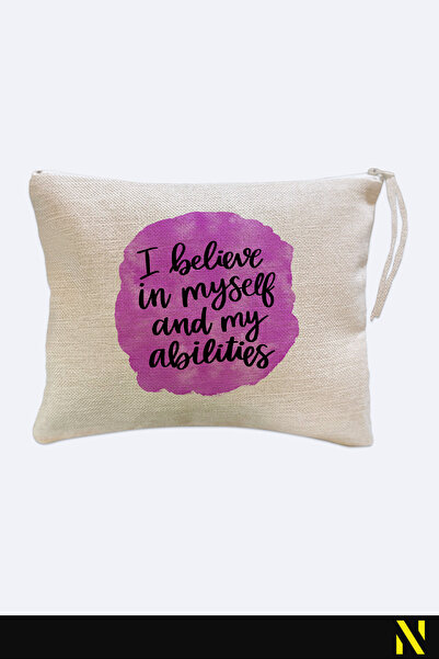 nilizma I Believe in Myself Patterned Linen Handbag