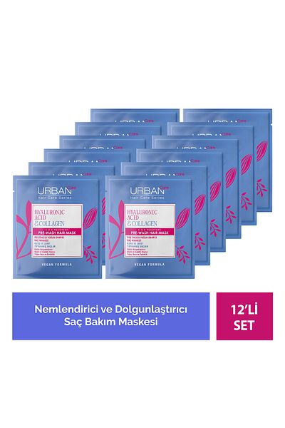 Urban Care Hyaluronic Acid&Collagen Pre-Shower Hair Care Mask for Dry and Lifeless Hair Set of 12