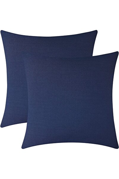 Cortibo Alaska Linen Throw Pillow Cover - Navy Blue