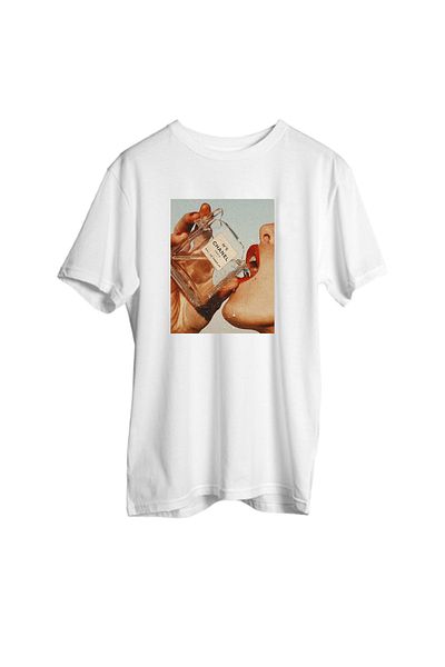 Korefanzin Code Trend New Season Γυναικεία Μόδα εμπριμέ 100% βαμβακερό λευκό μπλουζάκι υπερμεγέθη