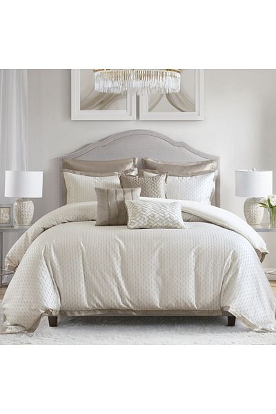 Orange Bed & Bath طقم لحاف مزدوج من جاليليو عاجي اللون مكون من 11 قطعة