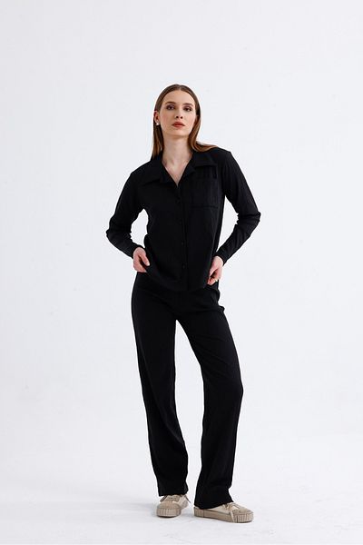 Get Crazy Set dublu de tricotaje negre - guler de cămașă