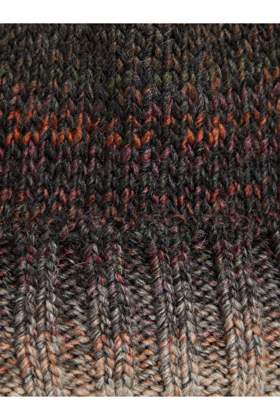 Sisley Kadın Kahverengi Mix Yün Karışımlı Nervürlü Baskılı Bere