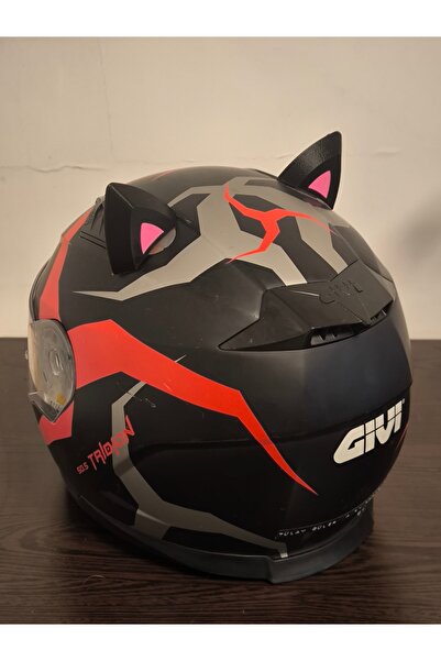 3dfabrick Kedi Kulağı Çift Renk siyah-pembe -KASK SÜSÜ