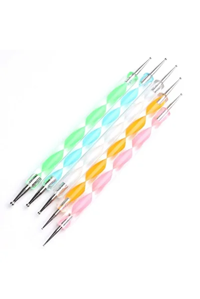 ZORAKOZMETİK As-223 Model 5-Piece Metal Head Nail Decoration Dot Pen