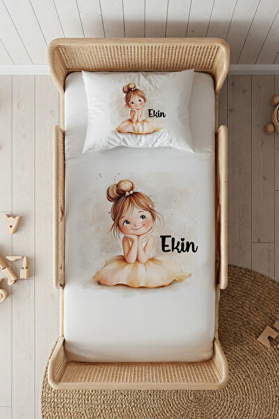 Lilabio %100 Pamuk Saten İsme Özel İsimli 100x200 Tek Kişilik Lastikli Çarşaf...