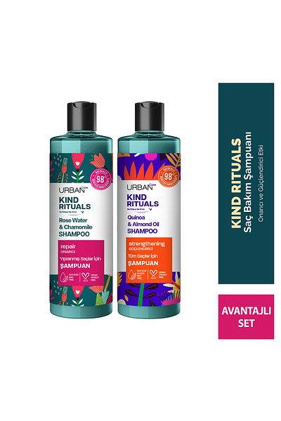 Urban Care Kind Rituals Quinoa Almond Oil & Rose Water Chamomile Shampoo Set 2X400Ml-Vegan