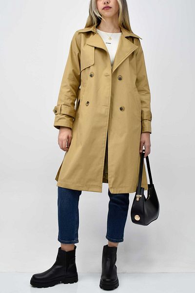 birizmoda Slit Lined Seasonal Trench Coat - Camel
