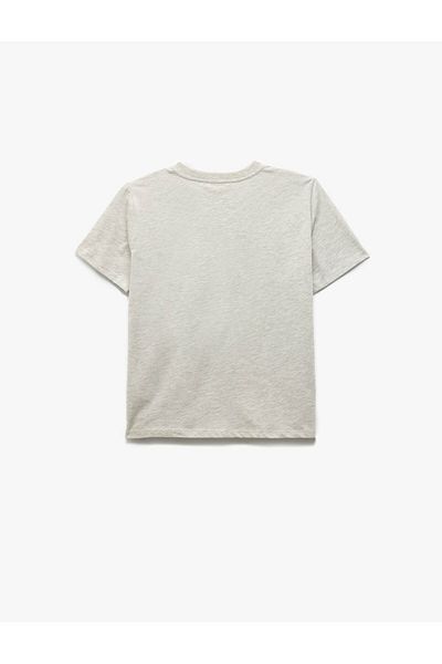 Koton Crew Neck Short Sleeve Printed Gray Women's T-Shirt 5Sak50131Ek