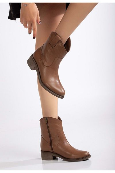 ANALİN SHOES Γυναικείες καουμπόικες μπότες σε χρώμα καρυδιάς