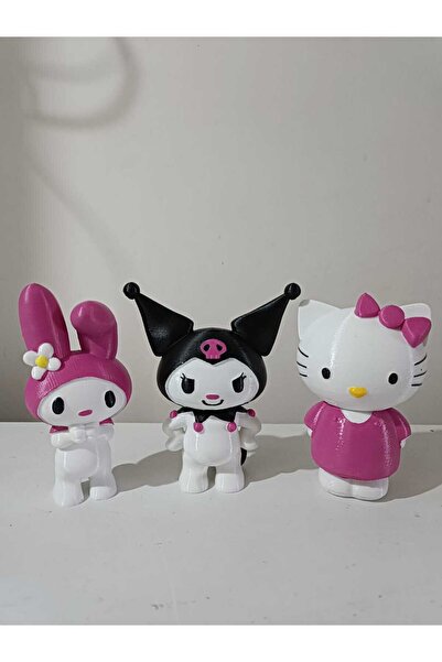 Genel Markalar Kuromi - My Melody - Hello Kitty 3'lü Figür Set 13 cm