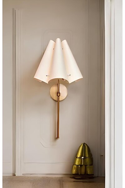 burenze Modern Aplik Lotus Papatya Pilli Aplik Kablosuz Eskitme Gold Duvar Aplik Krem Abajur