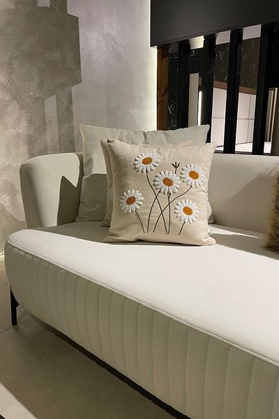Ersperto Μαξιλαροθήκη Daisy Punch Punch Κεντημένη Ριχτάρι 1 Τεμάχιο 43x43cm