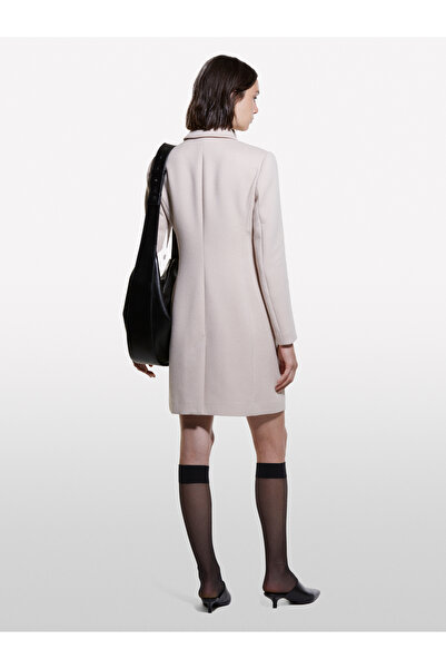 Sisley Women's Powder Lined Buttoned Flap Pocket Design Men's Lapel Coat