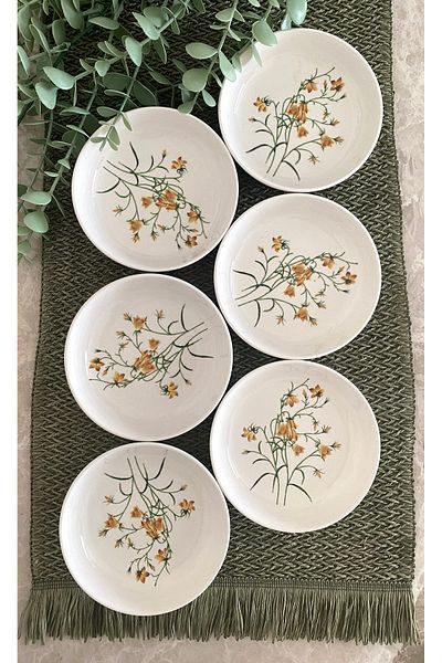 Yiğit Seramik Züccaciye Çiğdem Model 6-Piece Small Round Breakfast Set