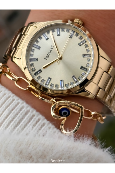 Ferrucci Chain Steel Cord 2 Years Warranty Waterproof Yellow Color Women Wris...