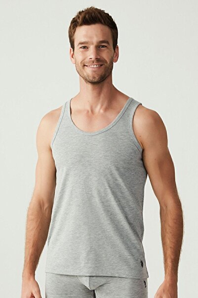 U.S. Polo Assn. U.S. Polo Assn. Men's 2-Piece Cotton & Modal Undershirt Gray Boxed - Gray Melange - Bcp1.80C18V9O