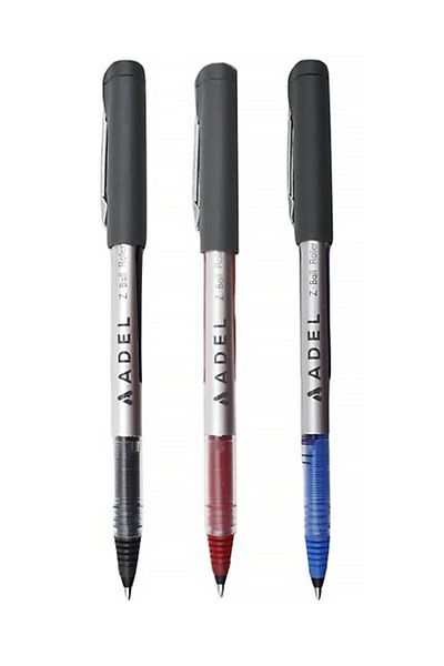 Adel Z Ball Conical Rollerball Pen Red Blue Black Set of 3