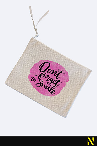 nilizma Don'T Forget to Smile Patterned Linen Handbag