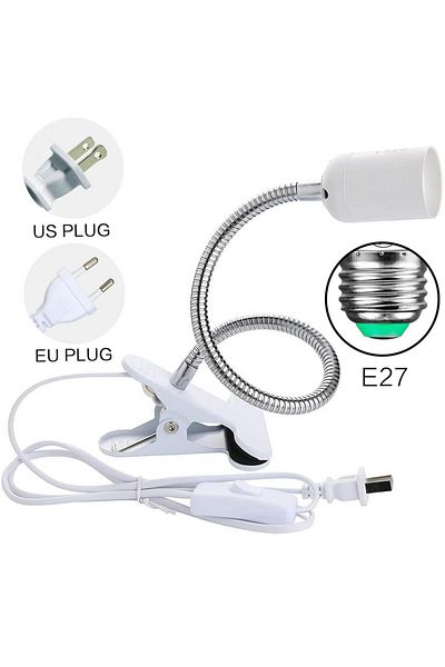 Choice EU Plug black EU US Plug 360 Degree Flexible Desk Lamp Holder E27 Light Base Socket Gooseneck Clip-o
