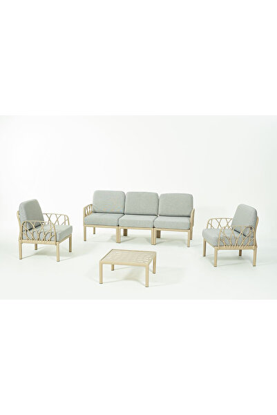 Novussi GARDA Sofa Set 3+1+1+Sehpa GRİ Minderli