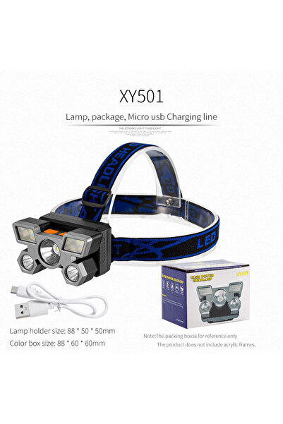 Choice XY501 مصباح أمامي قابل لإعادة الشحن بمنفذ USB أزرق محمول بخمسة مصابيح ...