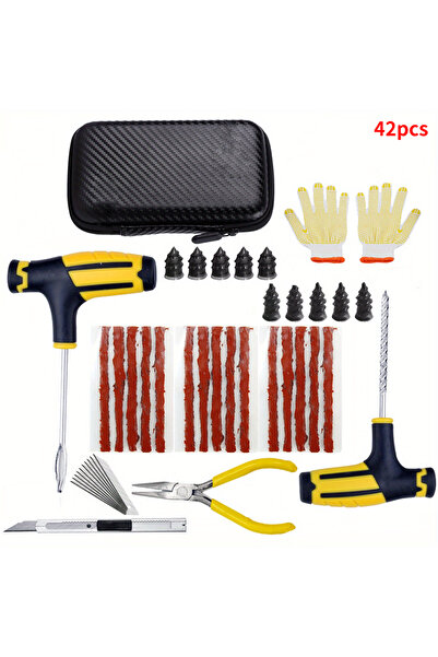 Choice 42 قطعة من مجموعة إصلاح إطارات السيارات، أدوات سدادة ثقب الإطارات، شرا...