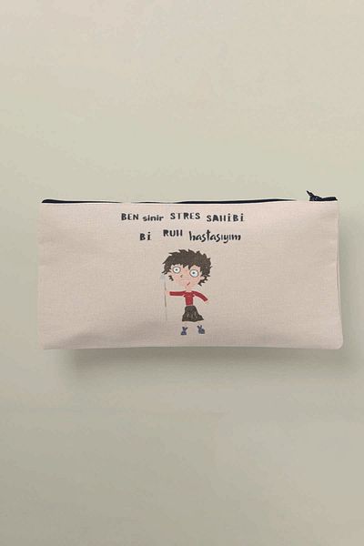 qoeuyl boutique Πορτοφόλι θήκης για στυλό τσάντας μακιγιάζ με αστεία τυπωμένη υφασμάτινη τσάντα