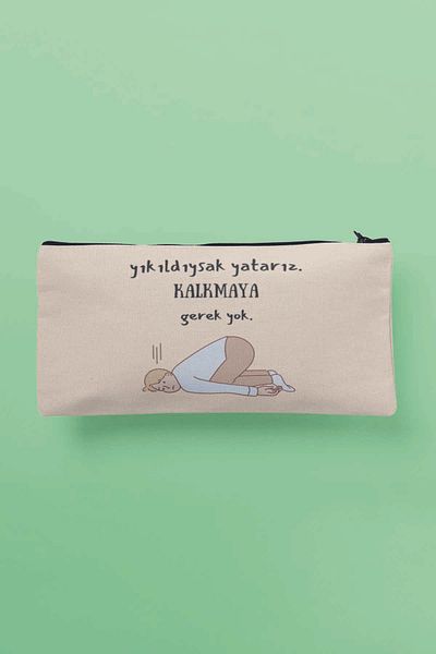 qoeuyl boutique Αν καταστραφούμε, ξαπλώνουμε Δεν χρειάζεται να σηκωθούμε Πορτοφόλι με θήκη για στυλό τσάντας μακιγιάζ με στάμπα