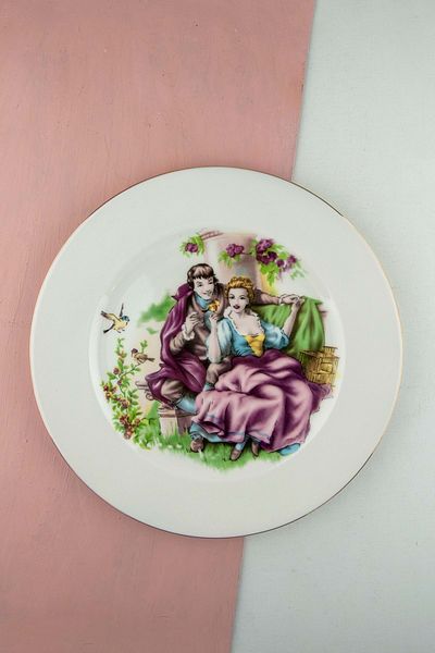 Bursa Porselen Dekor Pink Marquis Gold Gilded Serving/Wall Plate