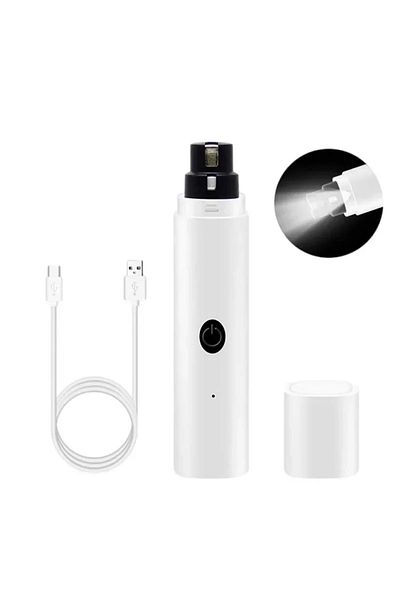 Choice White Electric Dog Nail Clippers for Dog Nail Grinders Rechargeable USB Charging LED Light Pet Quiet