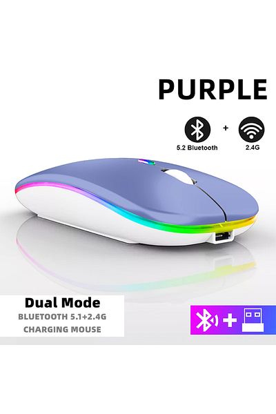 Choice5 Dual Mode Wireless Tablet Phone Computer Bluetooth Wireless Mouse Rechargeable RGB Backlight Mice fo