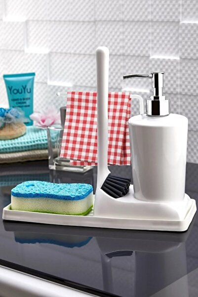 GenelTedarik Yumuşak Silikon Fırçalı Tezgah Üstü Mutfak Banyo Sıvı Sabunluk T...