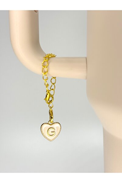 YuccaCo Accessorize Your Life White Heart Thermos Compatible Accessory with Letter G/Letter g Heart Thermos Charm/Letter Thermos Ornament