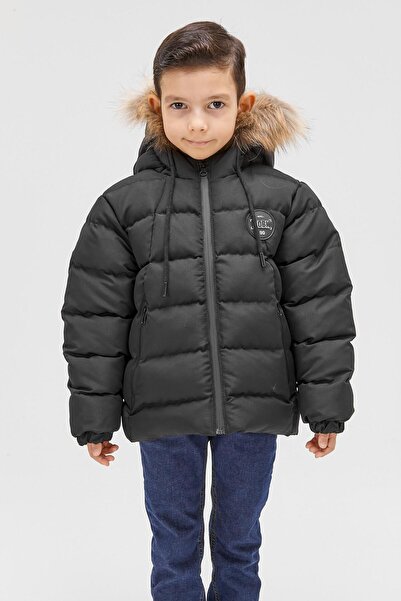 benitto kids Benittokids Момчешко палто от естествен косъм 51289