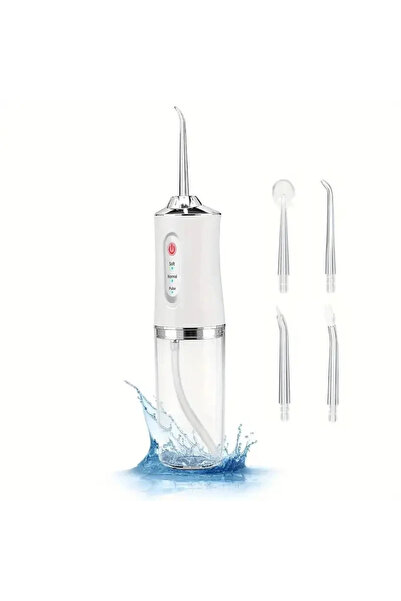 Choice1 White Portable Smart Electric Oral Irrigator Water Flosser 4 Jets 3 Modes Rechargeable Dental Water