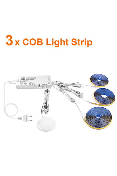 Choice 2m Us Power Plug Natural White 3pcs Led Strip 1-6 Sets 110v 220v Cob Led Strip Parallel Lights Flexi