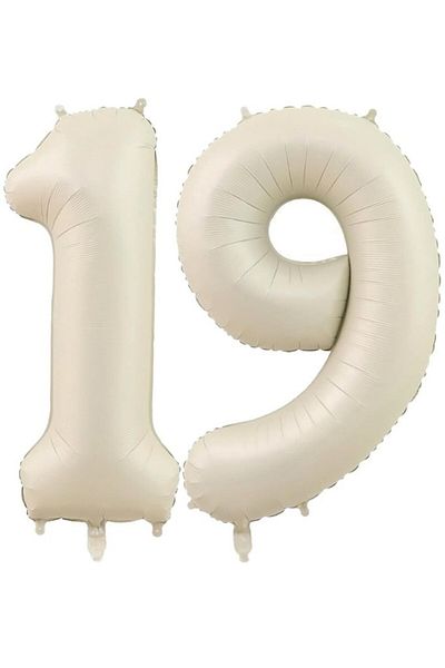 BeySüS Cream Beige 19 Number Foil Balloon 80 cm