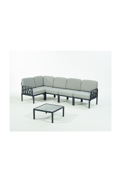 Novussi GARDA Sofa Set L Köşe + Sehpa GRİ Minderli