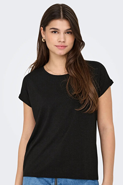 ONLY Women's Onlclaudia Crew Neck T-Shirt, Black, Short Sleeve
