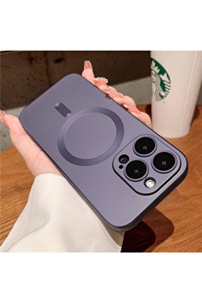 Choice حافظة شحن لاسلكية فاخرة باللون الأرجواني الداكن لهاتف iPhone 14 ProMax...