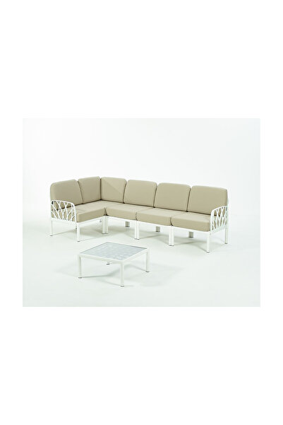 Novussi GARDA Sofa Set L Köşe + Sehpa BEJ Minderli