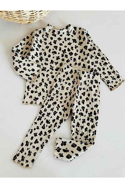 aryakids Baby Girl Child Leopard Patterned Flexible Camisole Seasonal Top and Bottom Set