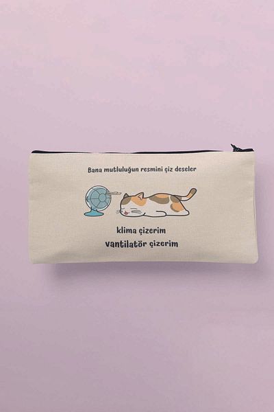 qoeuyl boutique Κλιματισμός I Draw Funny Fun Έντυπη υφασμάτινη τσάντα μακιγιάζ Πορτοφόλι μολυβοθήκη